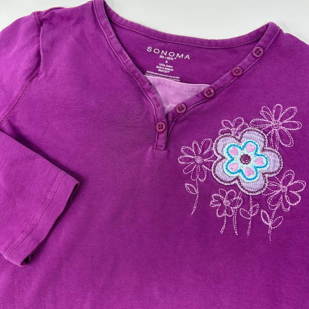 Sonoma Girls Long Sleeve Purple Cotton‎ Cozy Tee
